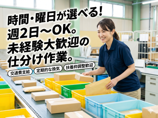 【週2～×5h】アマゾンでカンタン仕分け♪未経験歓迎！＼しゅふ活...